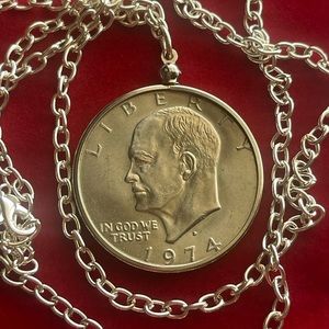 Boxy uniqueness Dollar coin pendant necklace